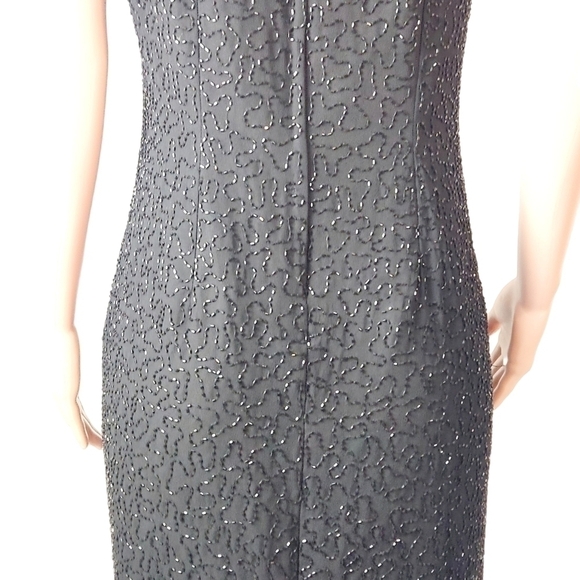 Jmd- 70's Womens Black Polyester Sleeveless, Lined Mid Length Cocktail Dress. - Picture 7 of 12